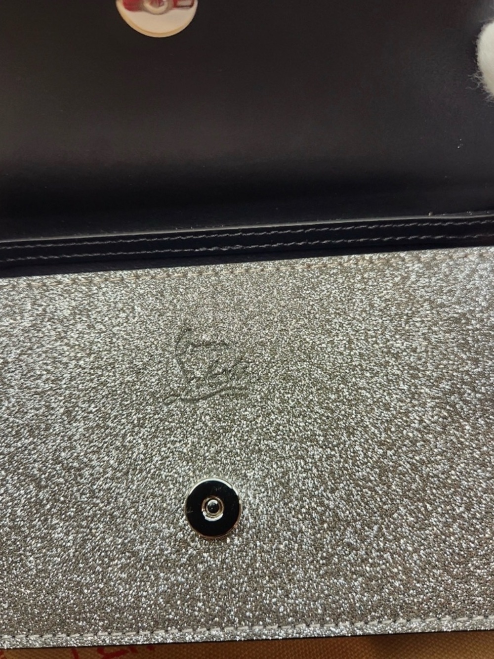 EUC Christian Louboutin Silver small Bag with Red Strap Retail $1750 - Picture 9 of 11